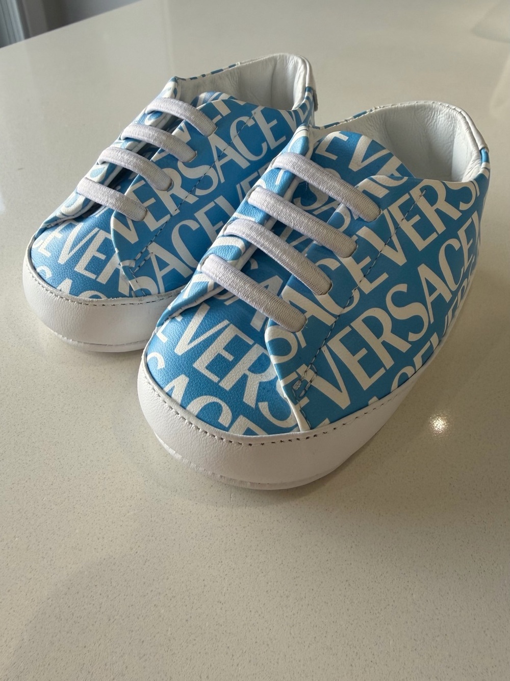 Versace Baby Blue & White Logo Sneakers | EU 18
